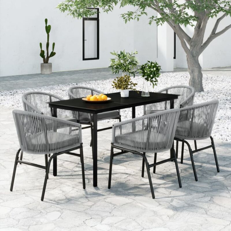 Outsunny Set da Giardino 7 Pezzi con Tavolo Allungabile in Vetro e