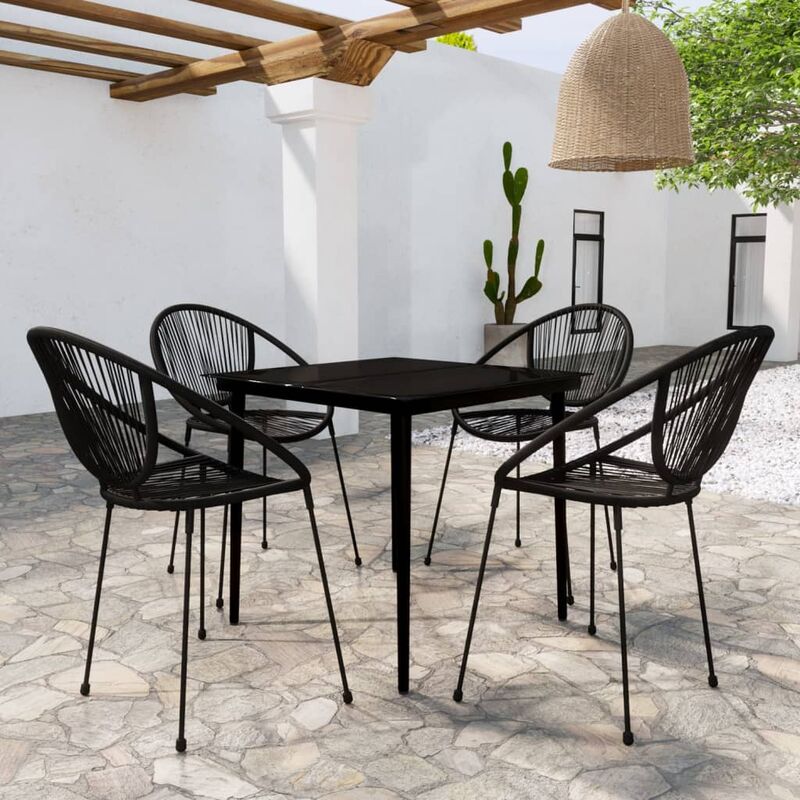 Set da Pranzo da Giardino 5 pz Nero