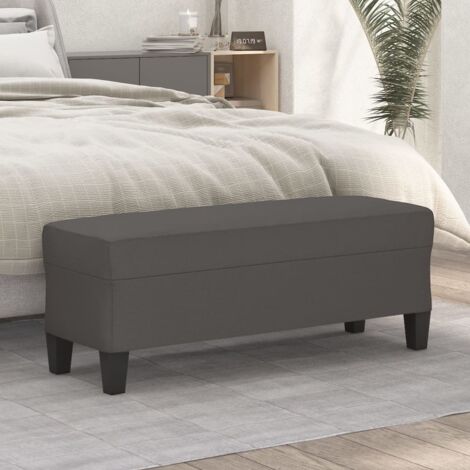 Panca Pouf Contenitore in Tessuto Imbottito 100x40x42 cm Grigio