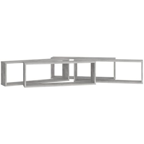 Mensole a cubo da parete 2 pz Grigio cemento 80x15x26,5 cm Truciolare