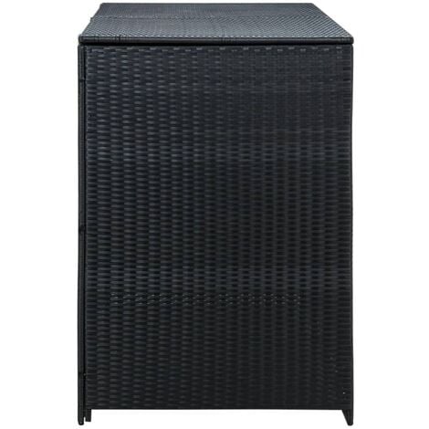 Copribidone Doppio per Spazzatura Polyrattan Nero 148x80x111 cm