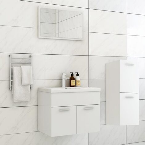 Set Mobili da Bagno 3 pz Bianco in Truciolato