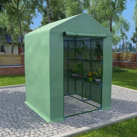 Serra da giardino 143x143x195 cm con 8 ripiani accessibile e con copertura  in