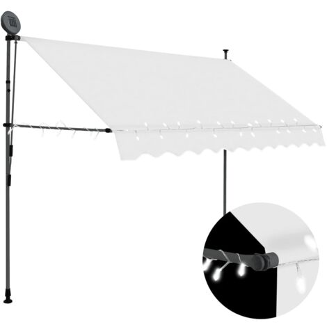 Tenda Da Sole Retrattile A Manovella VidaXL 250 Cm, Crema, Telaio In Acciaio, Altezza Regolabile 200-300 Cm