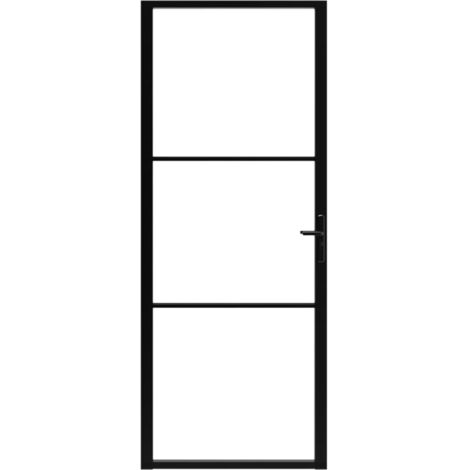 Porta da Interno ESG Vetro e Alluminio 83x201,5 cm Nera