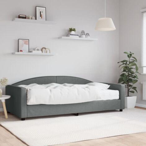 Letto boxspring con materasso Tessuto grigio scuro 100x200 cm