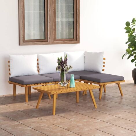 VidaXL Set Di Divani - Set Divani Giardino 5 Pz Con Cuscini Legno Massello Di Acacia 93810423