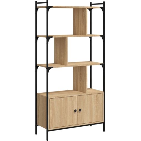 vidaXL Libreria con Ante Rovere Fumo 76,5x30x154,5cm Legno Multistrato