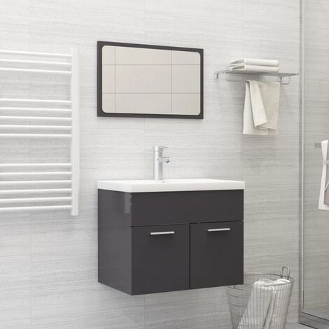 Mobile Bagno Onda Sospeso Con Cassettoni 90cm Set Completo Legno