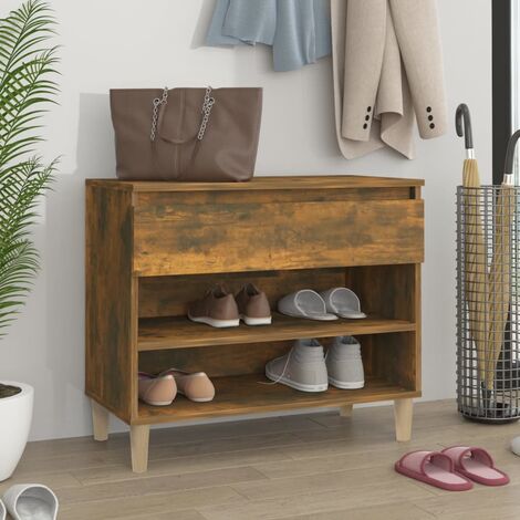 Scarpiera Rovere Fumo 102x36x60 cm in Legno