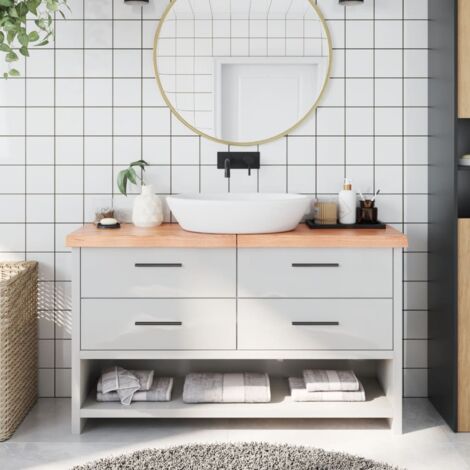 Piano Bagno Marrone Chiaro 140x30x6 cm Legno Massello Trattato