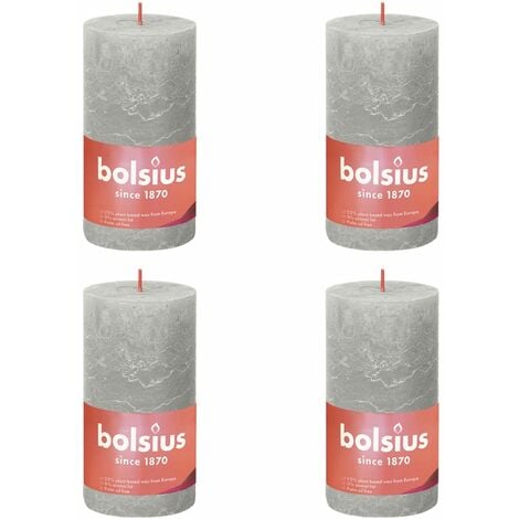 Bolsius Candele Rustiche Colonna Shine 4 pz 130x68 mm Grigio Sabbia