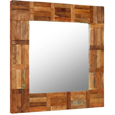 Specchio Da Parete In Legno Massello Di Recupero - Stile Rustico E Antico, Unico, Per Bagno O Camera
