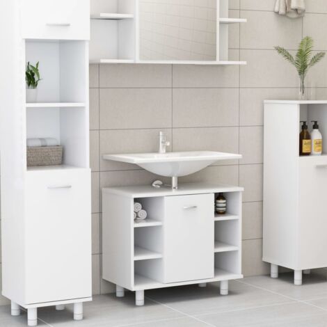 SoBuy Mobiletto Bagno salvaspazio Cassettiera Bagno 3 cassetti e 4  Scomparti da organizzare L30*P30*A90 cm Bianco BZR29-W