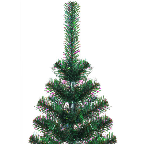 Albero di Natale Artificiale Punte Iridescenti Verde 210 cm PVC