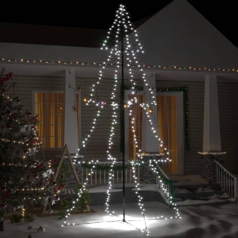 Albero Luminoso 250 Mini Led, Colore Bianco Freddo, 8 Giochi di Luce, H.  150 cm