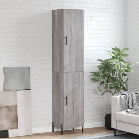 Credenza Soggiorno Grigio Sonoma - Mobile Multiuso Con Ante E Piano In Legno - Foto 9