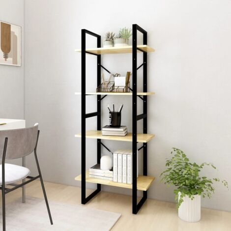 Libreria Ad Angolo 4 Ripiani In Legno Bianco 39.5X39.5X120Cm