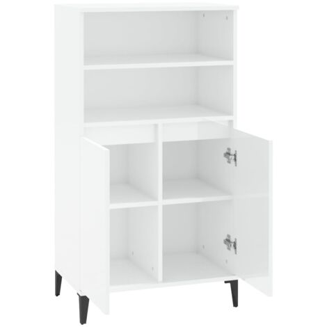 Credenza bassa,Armadietto,Mobile da Cucina Bianco Lucido 60x36x110