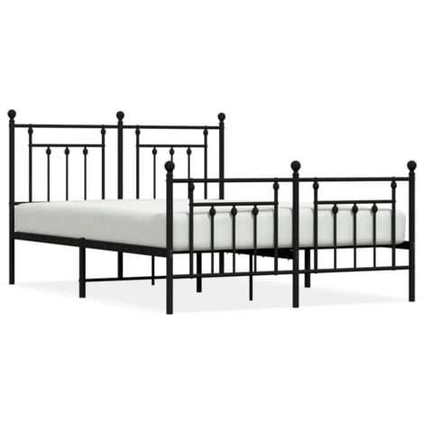 Struttura letto in metallo con testiera/pediera nera 140x190 cm