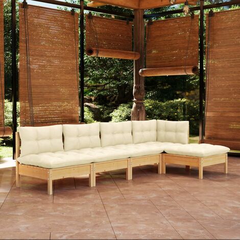 5 Pz Set Salotto Da Giardino | Divani Da Giardino | Mobili Giardino Su Pallet Con Cuscini Legno Abete Cfw244432 90556884