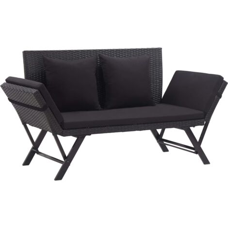 Panca da giardino con cuscini 176 cm grigio resina intrecciata