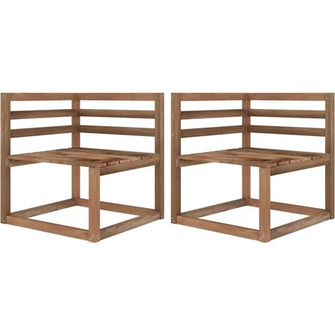 Set 2 Divani Angolari Da Giardino In Legno Di Pino - Stile Pallet 64x64x70 Cm - Foto 7