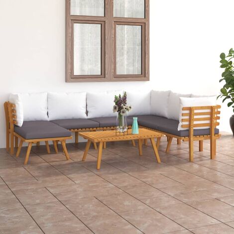 VidaXL Set Divano Da Giardino 2 Pz Con Cuscini Beige Polyrattan Acacia 86569786
