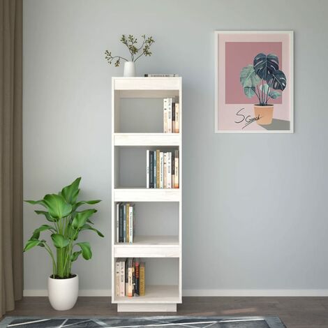 Libreria/divisorio Bianco 40x35x103cm In Legno Massello Di Pino