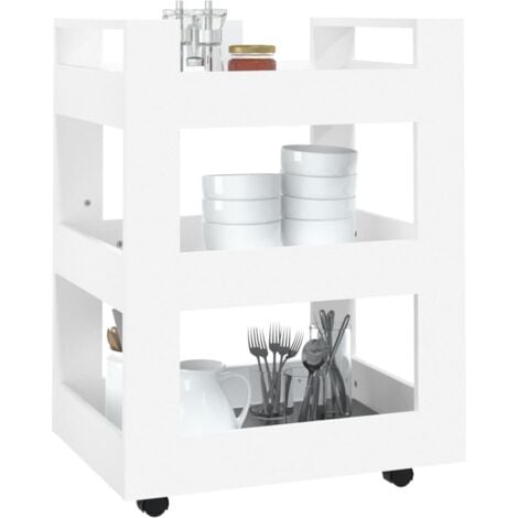 Carrello da Cucina Bianco 60x45x80 cm in Legno Multistrato