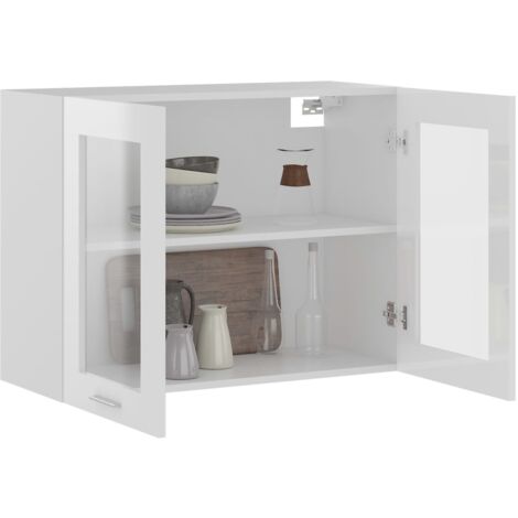 Armadio Sospeso con Vetro Bianco 80x31x60 cm Legno Multistrato