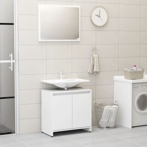 Set Mobili da Bagno Bianco in Legno Multistrato