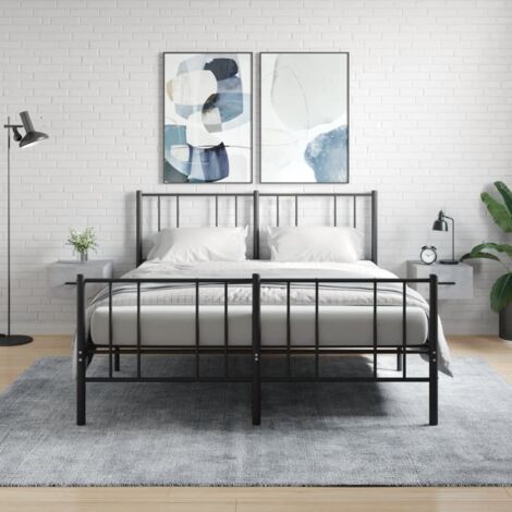 Comodini A Muro Sospesi 2 Pezzi In Legno Multistrato Nero, Dimensioni 60x40x40 Cm, Moderni E Multifunzionali Per Camera Da Letto