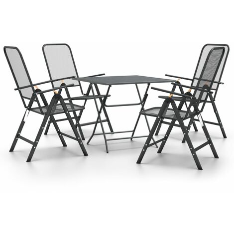 Set da Pranzo per Giardino 5pz Rete Metallica Espansa Antracite