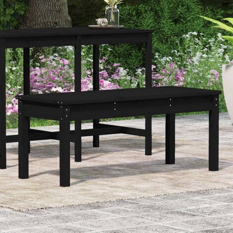 Panca da Giardino Nera 109x44x45 cm Legno Massello di Pino