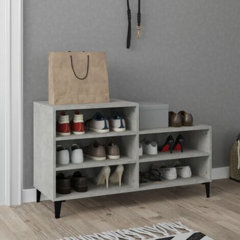 VidaXL Scarpiera 5 Ante Grigio Cemento | 102x36x60 Cm, Legno Multistrato E Metallo, Mobile Contenitore Salvaspazio