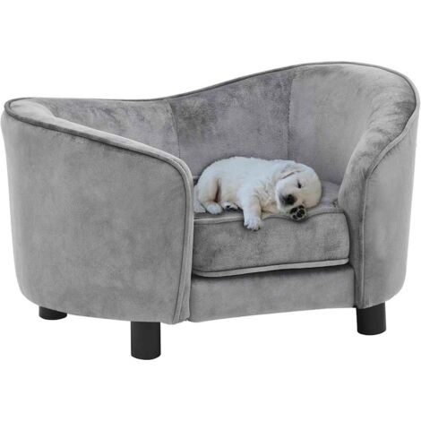 Divano Per Cani E Gatti In Peluche Nero – Con Struttura In Legno, Cuscino Imbottito E Vano Portaoggetti – Misura 57x34x36 Cm