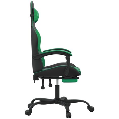 Sedia da Gaming con Poggiapiedi Nera e Verde in Similpelle