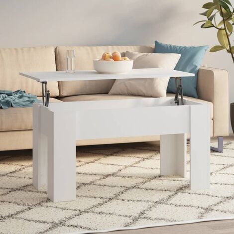 Tavolino Da Salotto Bianco 101x49x52 Cm In Legno Multistrato