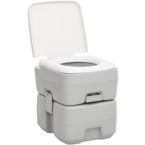 Toilette da Campeggio Portatile Grigia e Bianca 20+10 L in HDPE
