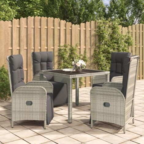 VIDAXL - Set Da Pranzo Da Giardino 7 Pz Con Cuscini In Polyrattan Nero