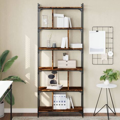 Vidaxl - Libreria Rovere Fumo 99x35,5x176 Cm Legno Multistrato E Acciaio Marrone  09f6960d 5f84 53df Bd55 73f06fed6eab