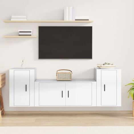 Mobile Porta TV Bianco 100x35x55 cm in Legno Multistrato » Stile Arredo Casa