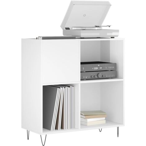 Mobile Porta Dischi VidaXL - 84.5x38x89cm In Legno Multistrato Bianco Lucido - Foto 11