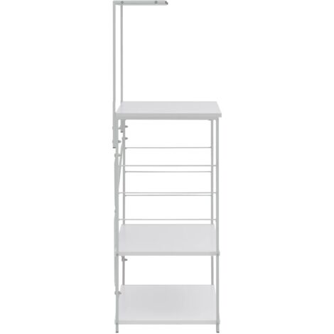 Scaffale da Cucina Mobile Microonde con Portacoltelli e Portarotolo Greige