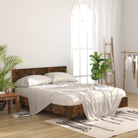 Testiera Letto con Comodini Rovere Fumo in Legno Multistrato