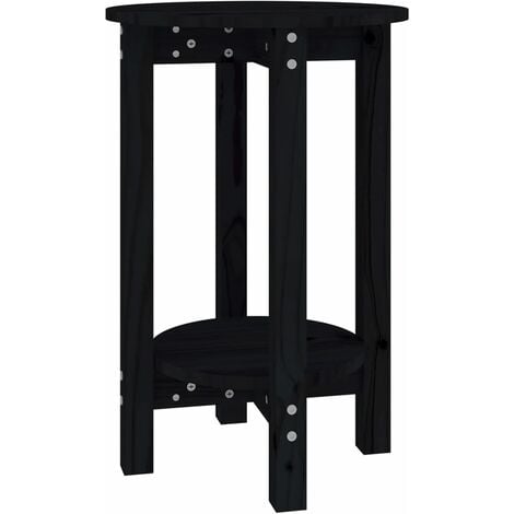 Tavolino da Salotto Nero Ø 40x60 cm in Legno Massello di Pino