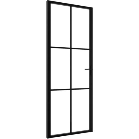 Porta da Interno ESG Vetro e Alluminio 76x201,5 cm Nera