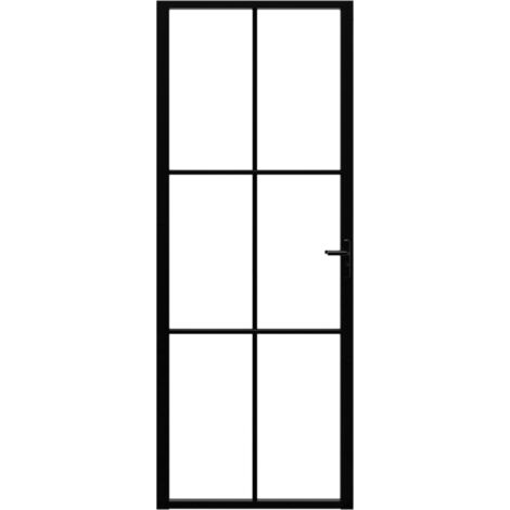Porta da Interno ESG Vetro e Alluminio 76x201,5 cm Nera