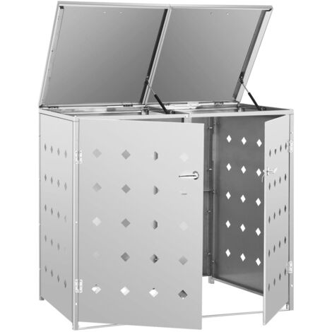 Copribidone Spazzatura In Acciaio - Singolo Con Anta, Grigio, Per Esterni